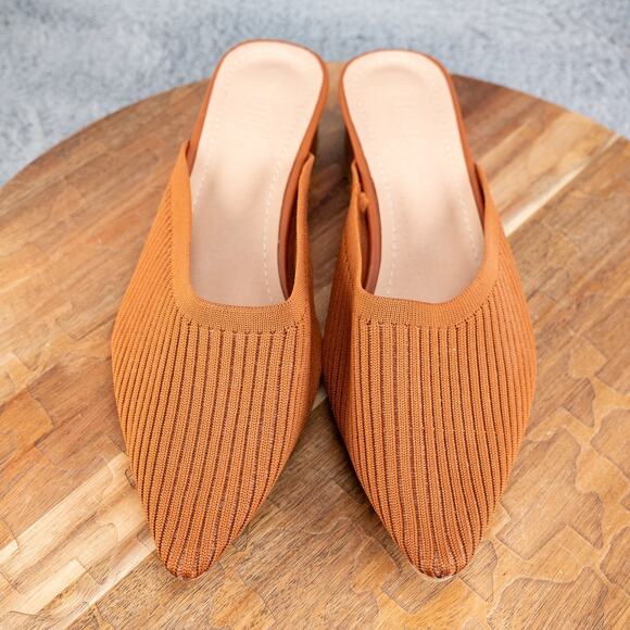 TIJN Helka Point Toe Knit Mules Size 10 Slides Block Heel - Picture 2 of 5